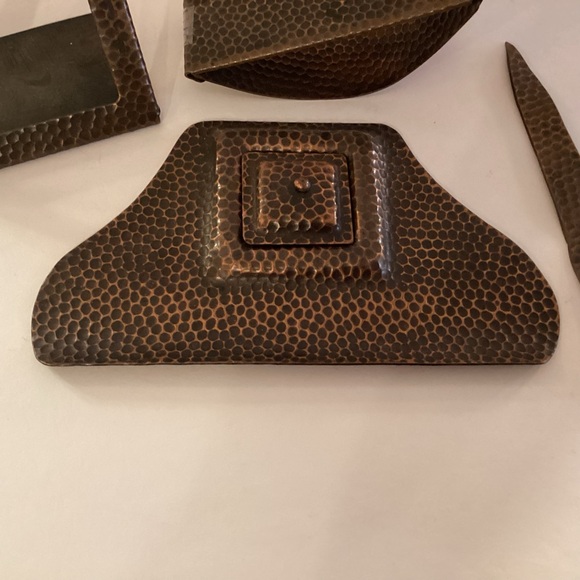 Vintage Hammered Copper4 piece Desk Set. - Picture 2 of 8